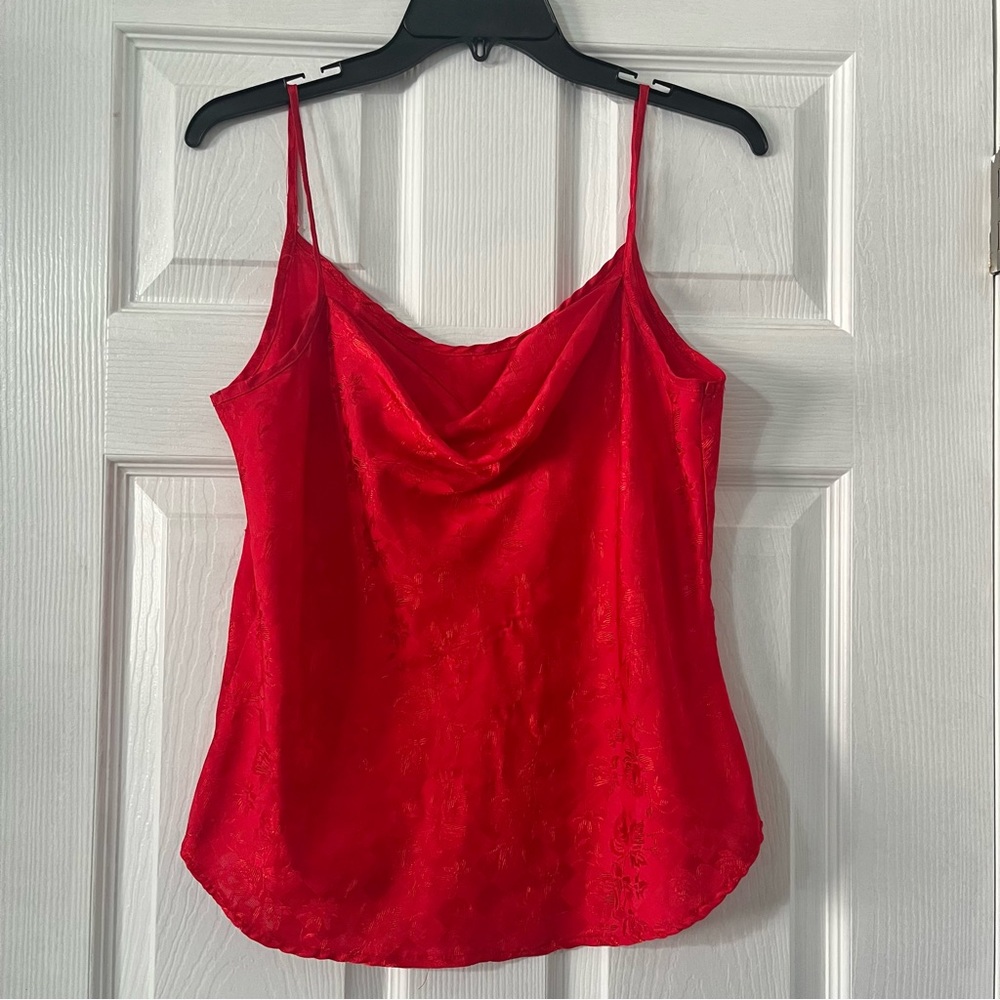 Red Cowl Neck Tank Top